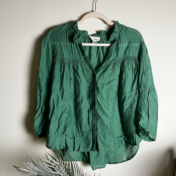 TheKorner Green Cottage Core Blouse Large - Picture 3 of 6